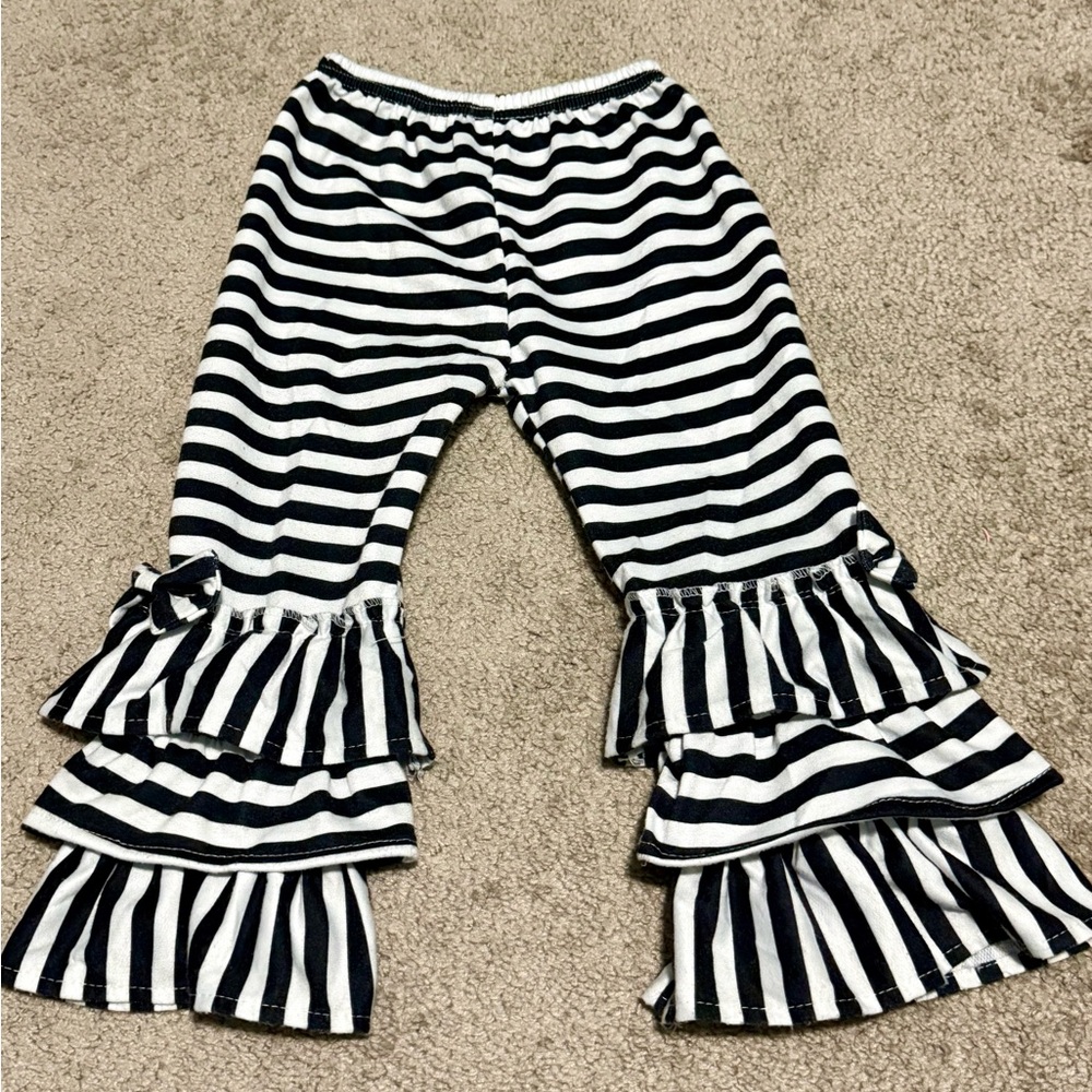 Toddler Girls 3T Striped Ruffle Pants Flare Bell Bottoms